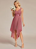 Stunning A-Line V-Neck Ruffles Sleeveless Prom Lace Dress for Women