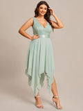 Plus Size A-Line Ruffles V-Neck Prom Lace Dress for Women