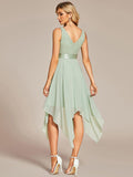 Stunning A-Line V-Neck Ruffles Sleeveless Prom Lace Dress for Women