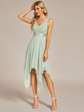 Stunning A-Line V-Neck Ruffles Sleeveless Prom Lace Dress for Women