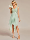 Stunning A-Line V-Neck Ruffles Sleeveless Prom Lace Dress for Women