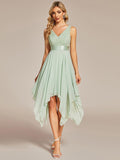 Stunning A-Line V-Neck Ruffles Sleeveless Prom Lace Dress for Women
