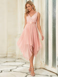 Stunning A-Line V-Neck Ruffles Sleeveless Prom Lace Dress for Women