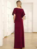 Trendy Sheath Round Neck Half Sleeves Wedding Guest Dress