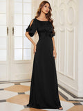 Sheath Round Neck Bodycon Empire-Waist Half Sleeve Formal Dress