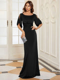 Sheath Round Neck Bodycon Empire-Waist Half Sleeve Formal Dress