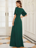 Trendy Sheath Round Neck Half Sleeves Wedding Guest Dress
