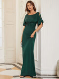 Trendy Sheath Round Neck Half Sleeves Wedding Guest Dress