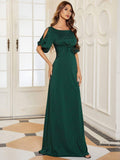 Trendy Sheath Round Neck Half Sleeves Wedding Guest Dress