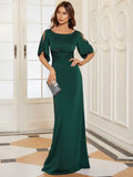 Trendy Sheath Round Neck Half Sleeves Wedding Guest Dress