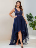 A-Line Illusion V-Neck Ruched Sleeveless Empire-Waist Tulle Evening Dresses