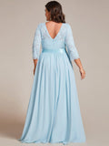 A-Line Empire-Waist Half Sleeves Plus Size Lace Appliques Formal Evening Dress
