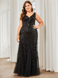 Plus Size Mermaid V-Neck Sequined Appliques Formal Dresses & Gowns