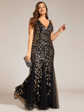 Plus Size Mermaid V-Neck Sequined Appliques Formal Dresses & Gowns
