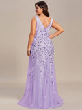 Plus Size Mermaid V-Neck Sequined Appliques Formal Dresses & Gowns