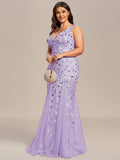 Plus Size Mermaid V-Neck Sequined Appliques Formal Dresses & Gowns
