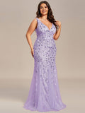 Plus Size Mermaid V-Neck Sequined Appliques Formal Dresses & Gowns