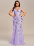 Plus Size Mermaid V-Neck Sequined Appliques Formal Dresses & Gowns