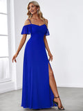 A-Line Spaghetti Straps High Slit Sweetheart Chiffon Bridesmaid Dress