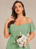 A-Line Spaghetti Straps High Slit Sweetheart Chiffon Bridesmaid Dress