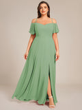 A-Line Spaghetti Straps High Slit Sweetheart Chiffon Bridesmaid Dress