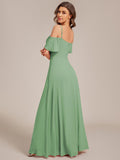 A-Line Spaghetti Straps High Slit Sweetheart Chiffon Bridesmaid Dress