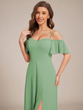 A-Line Spaghetti Straps High Slit Sweetheart Chiffon Bridesmaid Dress