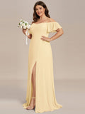 A-Line Spaghetti Straps High Slit Sweetheart Chiffon Bridesmaid Dress