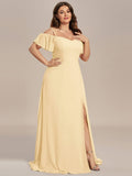 A-Line Spaghetti Straps High Slit Sweetheart Chiffon Bridesmaid Dress