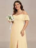 A-Line Spaghetti Straps High Slit Sweetheart Chiffon Bridesmaid Dress