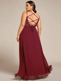 Plus Size A-Line Straps Empire-Waist Chiffon Sleeveless Bridesmaid Dress