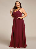 Plus Size A-Line Straps Empire-Waist Chiffon Sleeveless Bridesmaid Dress