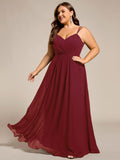 Plus Size A-Line Straps Empire-Waist Chiffon Sleeveless Bridesmaid Dress