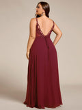Plus Size A-Line Straps Empire-Waist Chiffon Sleeveless Bridesmaid Dress