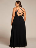 Plus Size A-Line Straps Empire-Waist Chiffon Sleeveless Bridesmaid Dress