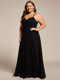 Plus Size A-Line Straps Empire-Waist Chiffon Sleeveless Bridesmaid Dress