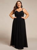 Plus Size A-Line Straps Empire-Waist Chiffon Sleeveless Bridesmaid Dress