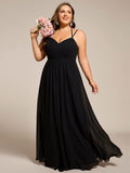 Plus Size A-Line Straps Empire-Waist Chiffon Sleeveless Bridesmaid Dress