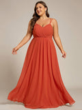 Plus Size A-Line Straps Empire-Waist Chiffon Sleeveless Bridesmaid Dress