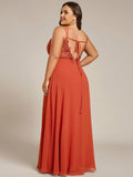 Plus Size A-Line Straps Empire-Waist Chiffon Sleeveless Bridesmaid Dress