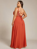 Plus Size A-Line Straps Empire-Waist Chiffon Sleeveless Bridesmaid Dress