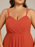 Plus Size A-Line Straps Empire-Waist Chiffon Sleeveless Bridesmaid Dress