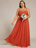 Plus Size A-Line Straps Empire-Waist Chiffon Sleeveless Bridesmaid Dress