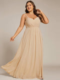 Plus Size A-Line Straps Empire-Waist Chiffon Sleeveless Bridesmaid Dress