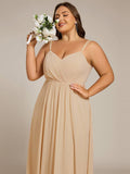 Plus Size A-Line Straps Empire-Waist Chiffon Sleeveless Bridesmaid Dress