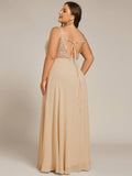 Plus Size A-Line Straps Empire-Waist Chiffon Sleeveless Bridesmaid Dress