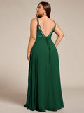 Plus Size A-Line Straps Empire-Waist Chiffon Sleeveless Bridesmaid Dress