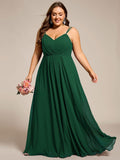 Plus Size A-Line Straps Empire-Waist Chiffon Sleeveless Bridesmaid Dress