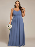 Plus Size A-Line Straps Empire-Waist Chiffon Sleeveless Bridesmaid Dress