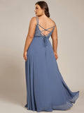 Plus Size A-Line Straps Empire-Waist Chiffon Sleeveless Bridesmaid Dress